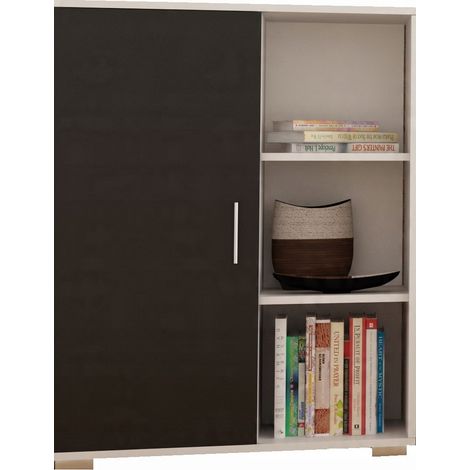 Standschrank Kommode 6 Einlegeböden schwarz-weiß 80 cm (1/5)