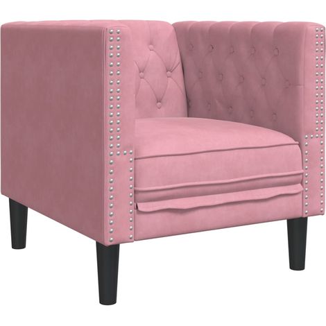 Fauteuil relax Fauteuil Chesterfield rose velours (1/5)