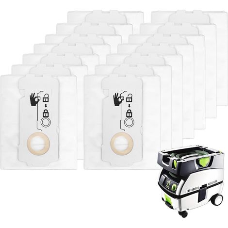 Packung mit 12 SELFCLEAN SC-FIS-CT MINI/MIDI-2/5 Filterbeuteln, kompatibel mit Festool CT Mini/CT Midi/CT Midi I/CTC Mini/Midi/CT 15 Staubsaugerbeuteln, ab Herstellungsjahr 2019 (1/5)
