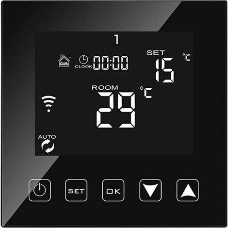 Thermostat Intelligent WiFi Connecté Chaudière Gaz Eau Programmable Alexa Google Home Tuya Smart Life Compatible Murale Noir (1/4)