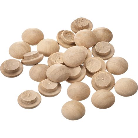 Plaques en Bois, 25 Pcs 15 X 10 mm Plaques en Bois de Hêtre avec Bouton Supérieur, Cache-Trous de Vis, Couverture Décorative pour Chaises Menuiserie (1/5)