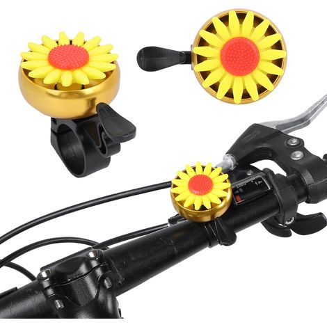 Hochwertige, ultraleichte Fahrradklingel mit Blumendekor, niedliches Aussehen, klarer Klang (gelb) (1/5)