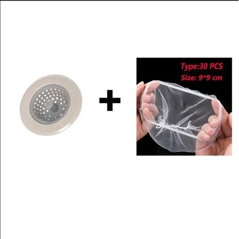 Filtre d'évier silicone avec maille et filtre en tissu blanc, anti-colmatage (1/4)