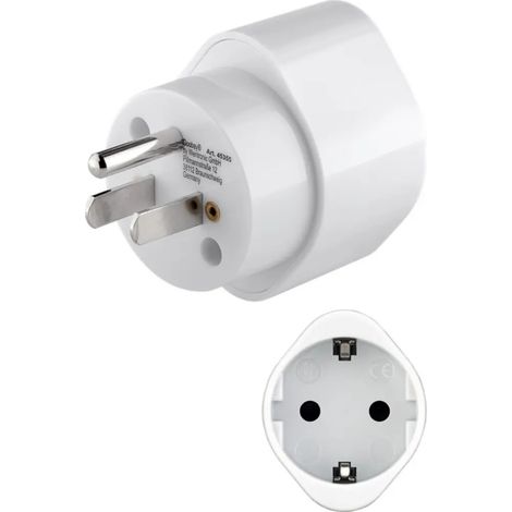Adaptador Clavija Red Eléctrica De Varios Paises A Schuko Blanco 45355