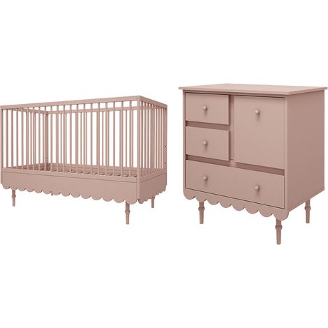 Lit évolutif 70x140 et commode 3 tiroirs Wood Luck Babushka Rose