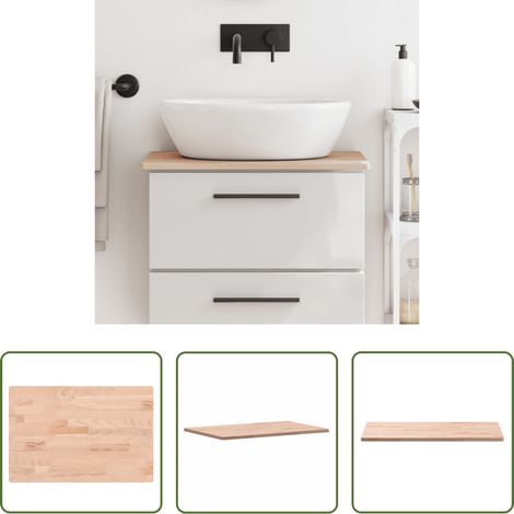 Bois de hêtre - Comptoir de salle de bain 60x40x1,5 cm bois massif de hêtre (1/5)
