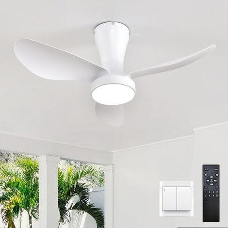82cm Ventilateur de Plafond avec Lumière et Télécommande Silencieux DC Ventilateur Plafonnier écoénergétique LED Dimmable Réversible Moderne pour Chambre Cuisine Salon, Blanc (1/5)