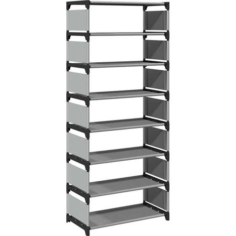 Étagère à chaussures à 8 niveaux, grise, 54x28x124 cm, tissu non tissé. (1/5)