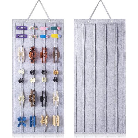 Rangement pour barrettes à cheveux - Organisateur de pinces - Support de rangement - Accessoires pour cheveux (gris)