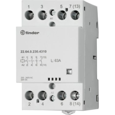 CONTACTEUR MODULAIRE 4 NO (T) (30/110/220 V) 63/4/1,2 A FINDER 22.64.0.230.4310