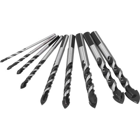 Foret carrelet carbure pour carrelage, verre et céramique, coffret 9 pièces avec alésoirs simple et double