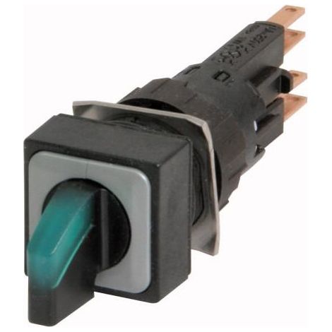 Commutateur rotatif lumineux 3 positions vert à accrochage EATON Q18LWK3R-GN