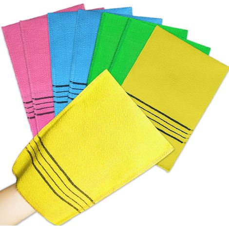 Lot de 8 gants exfoliants, double face, rayonne, grand format, pour bain et spa (1/5)