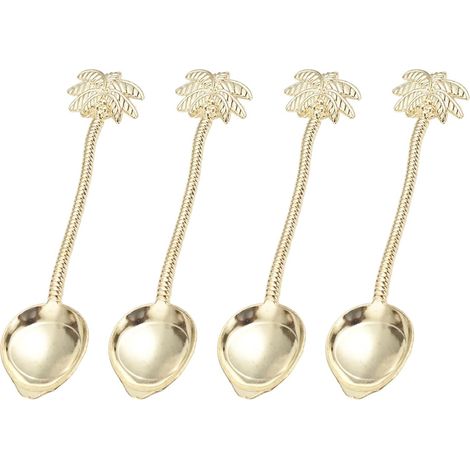 Lot 4 cuillères café vintage métal, ustensiles dessert crème glacée fêtes après-midi