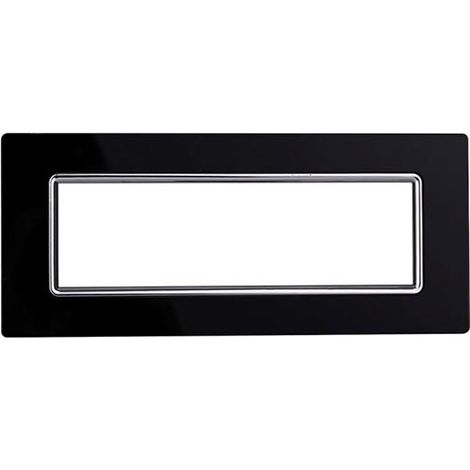 Ettroit Plaque compatible Bticino Livinglight 7 modules en verre, coloris noir - LN84702