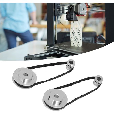 Deux jeux de poulies synchrones GT2, composées de poulies en aluminium de 20 et 60 dents, avec deux courroies de 280 mm de long et 6 mm de large chacune, destinées aux imprimantes 3D. Le diamètre inté (1/5)