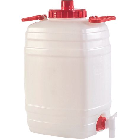 CONTENITORE POLIETILENE PER ALIMENTI CON MANICI,COPERCHIO,SFIATO,RUBINETTO LT.25 (1/4)