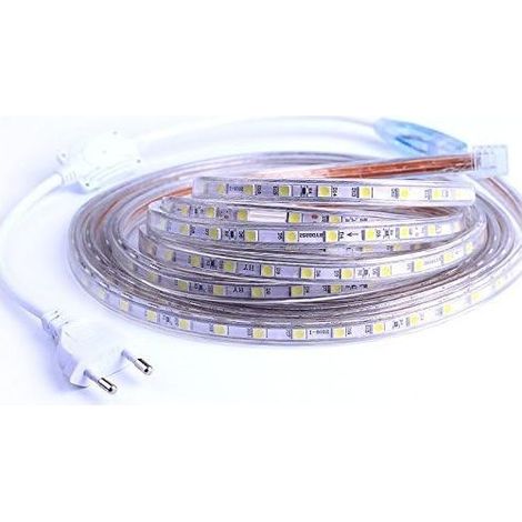 Ruban LED 2M blanc chaud – 60 LEDs/m – IP65 étanche pour intérieur et extérieur – AC 220-240V – Intensité variable – Certification CE et RoHS (1/5)