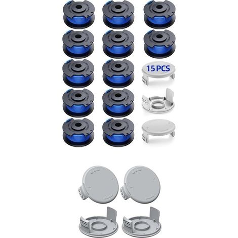 12 bobines AC14RL3A et 7 Capuchons pour Ryobi One+ 18V/24V/40V, Fil Ø1,65mm 3,4m, couvercles de Rechange pour Coupe-Bordure (1/5)