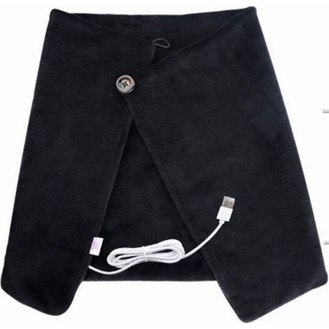 Châle Chauffant Électrique Couverture chauffante Coussin Respirant USB Châle chauffé Unisexe pour Soulagement de Douleur épaule Genoux Ventre Noir (1/5)