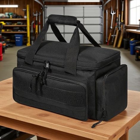Sac à outils à fond antidérapant - Sac de rangement pour outils à main - Sac à outils - Sac de travail multifonctionnel pour réparateurs, menuisiers et bricoleurs - Noir (1/5)