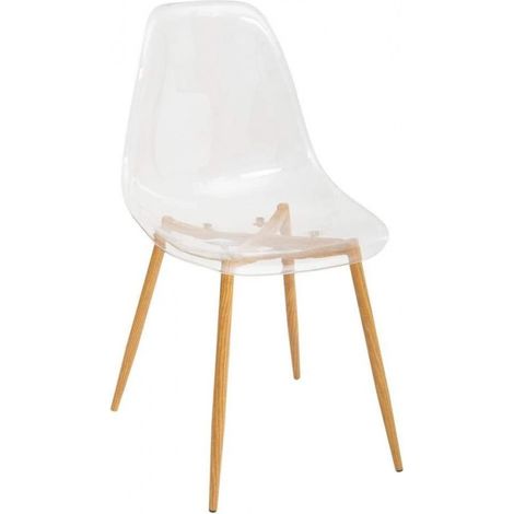 Atmosphera – Chaise transparente en polycarbonate Taho – Pieds en métal imitation chêne – Dimensions 46x54x85 cm – Hauteur d'assise 44 cm (1/10)