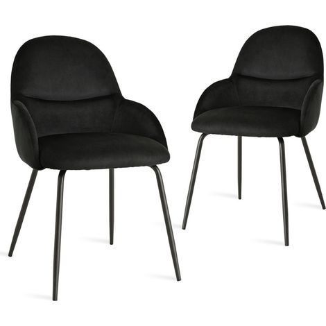 Goeurvant Esszimmerstühle im minimalistischen skandinavischen Stil, mit optimaler Rückenstütze und stabilem Holzgestell - 2er Set - Schwarz