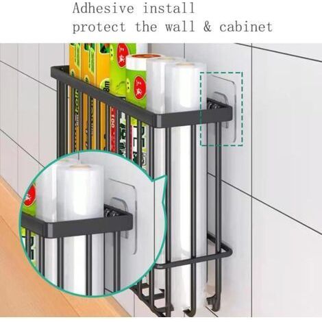 Boîte de rangement en 2 parties pour portes d'armoires de cuisine, boîte de rangement murale auto-adhésive, boîte de rangement pour armoires/salles de bain/réfrigérateurs pour ranger divers articles ( (1/4)