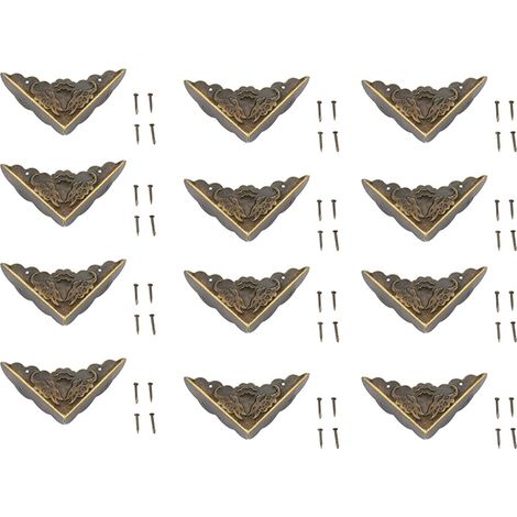 12 Pcs Protecteur Angle Décor Bronze Laiton Antique Pare-Chocs Sécurité pour Coin Meuble Protection Mur (1/5)