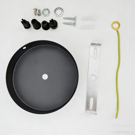 Ceiling Rose with Cable Clamp Metal Plate 120 x 20 mm Black (1/2)