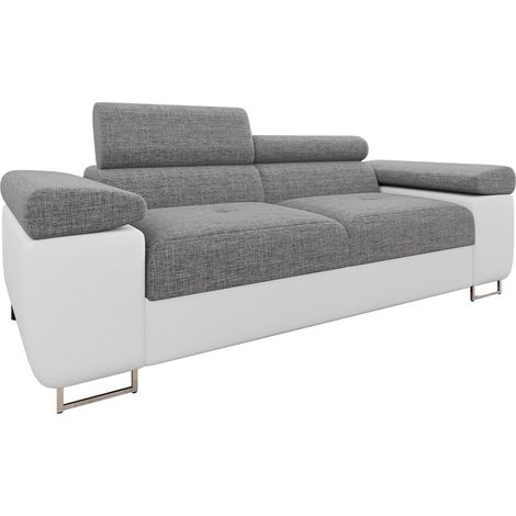 Sofá Comfivo Vinetum II, Soft 017 + Lux 05, 198x102x70cm, Cuero ecológico + Tapiz, Patas: Metal, Plástico