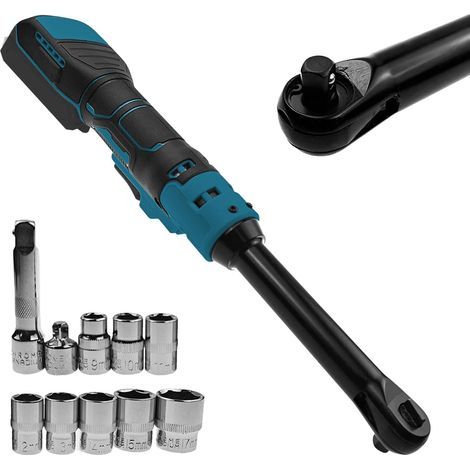 Andyou – Clé à cliquet sans fil 3/8' – Tête étendue 16 cm – Couple max 80 N.m – Vitesse 320 tr/min – 8 douilles métriques incluses (1/5)