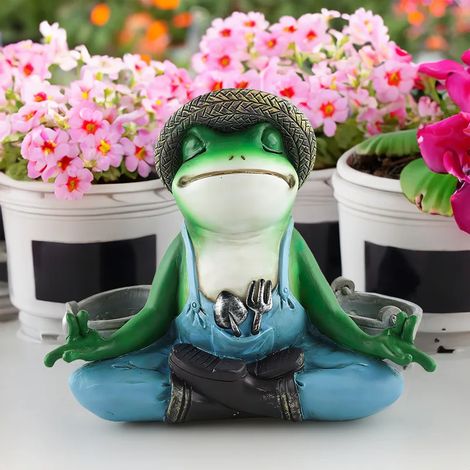 (Jardinière grenouille, L) Accessoires pour balcon, cour extérieure, petite décoration créative, adorable grenouille, décoration de jardin, pots pour plantes grasses (1/4)