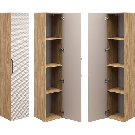 Hochschrank 1-türig in Eiche mit beige OLUO-56-BEIGE (1/5)