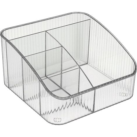 Organizador de maquillaje, organizador para mascotas con 5 compartimentos, para escritorio, armario, baño, tocador, encimera, transparente