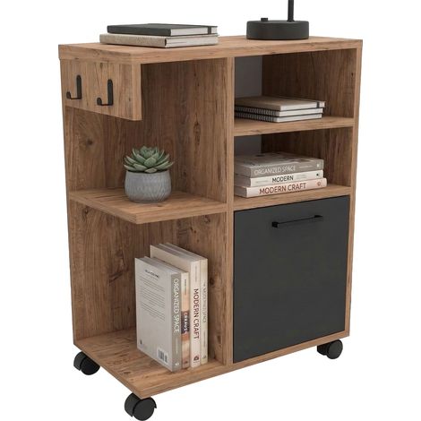 Armadio Multiuso 1 Anta Fornelli, 5 Ripiani, Un'anta, 5 Vani, 60x81h cm Marrone Rovere