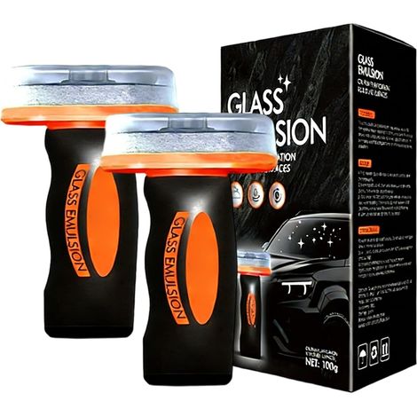 Nettoyant Anti-Buée et Film Gras pour Vitres Auto, 2x100ml Émulsion Nettoyante avec Brosse Intégrée, Nettoyant Vitre Voiture et Pare-Brise, pour une Visibilité Parfaite (1/5)