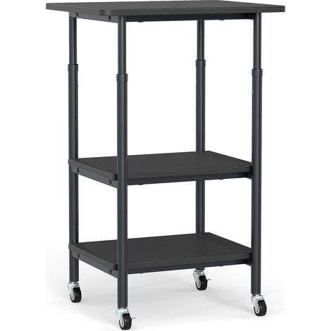 Table d'imprimante réglable en hauteur avec roues verrouillables, table d'appoint étroite à 3 niveaux avec roulettes, chariot de rangement mobile pour imprimante 3D, fax 49 x 40 x 77 cm (noir) (1/2)
