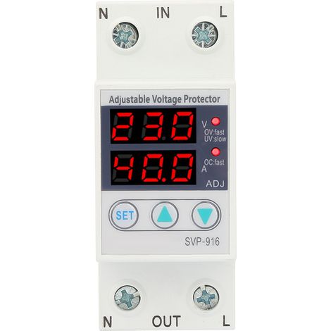 Protecteur de tension et courant réglable monophasé intelligent 230VAC (63A) (1/5)