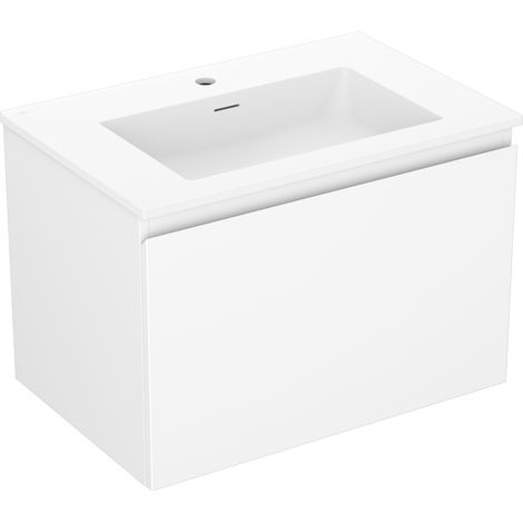 Mexen Orio Badezimmerschrank 70 cm mit Waschbecken Otis, 1 Schublade, weiß matt - 91A10-07047-1-BF01-W18M01