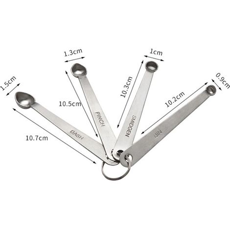 Cuillères doseuses en acier inoxydable, cuillères à assaisonner, ensemble de quatre pièces, cuillères à assaisonner graduées, cuillères doseuses pour la pâtisserie, ustensiles de pâtisserie