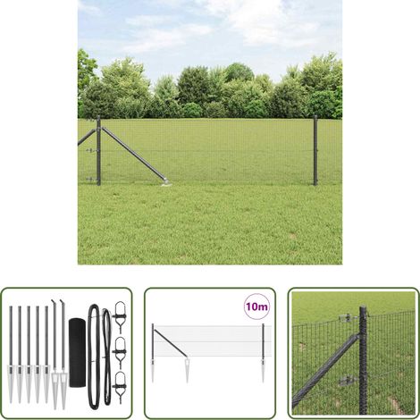 vidaXL Clôture en acier - Poteau de clôture. Gris 10 x 0,6 m (maille 16 x 16 mm) (1/5)