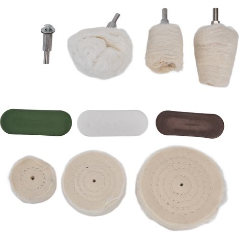 Lot de 10 meules polissage coton flanelle pour métal, marbre, verre - Kit outils ponçage brillant (1/5)