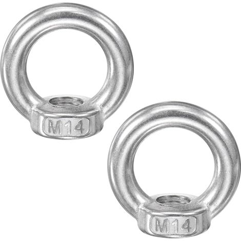 2-Pcs Oeil De Levage M14, 304 Acier Inoxydable Écrou À Anneau Métrique Pour Suspension De Lustre/Balançoire [Ton Argenté] (1/5)