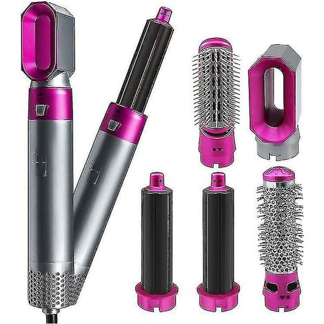 Electric Hair Styler Hair Dryers 5 In 1 Hair Curler Automatic Hair Straighteners Blow Dryer Brush Dry & Wet Curling Iron Set(color:rose Red) (1/5)