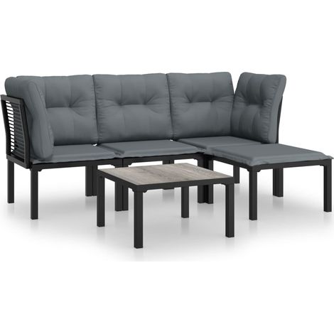 Maison Exclusive - 5-tlg. Garten-Lounge-Set Schwarz und Grau Poly