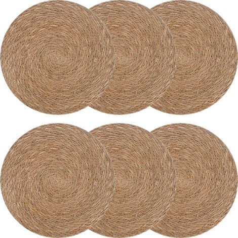 Manteles de hierba marina 6 pcs Natural Ø 30 cm vidaXL