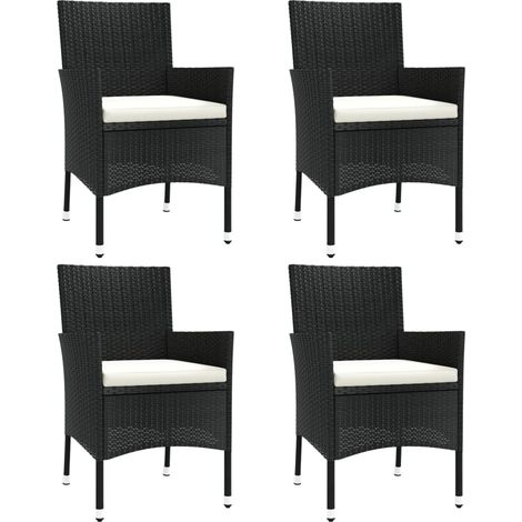 Maison Exclusive - Gartenstühle mit Kissen 4 Stk. Poly Rattan Sch