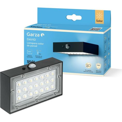 Applique solaire d'extérieur LED 4000K - Double éclairage 140º/70º, 35 heures d'autonomie, détecteur de mouvement, IP65, couverture 25 m², design extérieur minimaliste. Pose murale. (1/5)