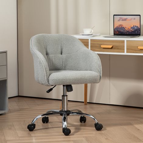 Homeoffice Stuhl, Ergonomisch Schreibtischstuhl mit Wippfunktion, Teddysamtoptik 56 x 61 x 86 cm Grau (1/5)